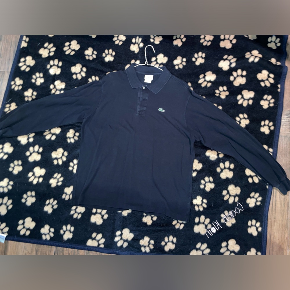 Men’s size 6 Lacoste long sleeve polo black shirt